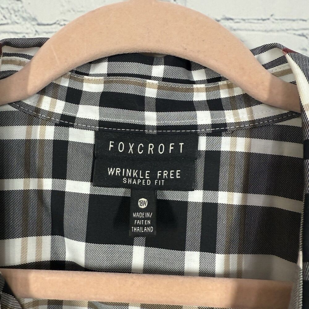 Foxcroft Wrinkle Free Plaid Button Up Blouse Women Plus 18W Long Sleeve Shirt - Picture 5 of 12